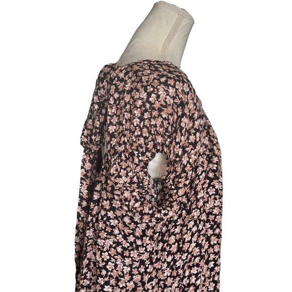 VICI Small Black & Pink Floral Dress With Open Tie Back NWT Oversized Relaxed - Picture 5 of 12